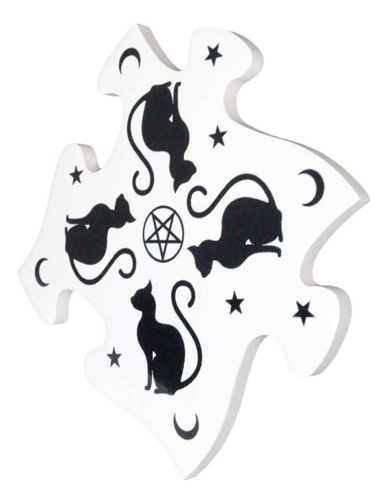 Ebros Wicca Black Cat Pentagram Star Moons Cork Backed Ceramic Coaster Set Of 4
