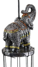 Feng Shui Thai Buddha Elephant In Filigree Art Figurine Crown Garden Wind Chime