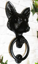 Black Powder Coated Metal Rustic Whimsical Animal Sly Fox Door Knocker Plaque