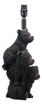 Ebros Wildlife Rustic Cabin Lodge Decor Whimsical Stacked Up 3 Playful Black Bear Cubs On Piggyback Table Lamp Statue with Shade 23.75"High Forest Bear Family Desktop Lamps