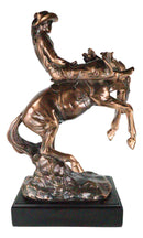 Western Desert Giddy Up Cowboy On Rearing Rodeo Horse Figurine With Base 12"H