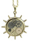 Steampunk Golden Maritime Wheel With Gearwork Clockwork Design Pewter Necklace