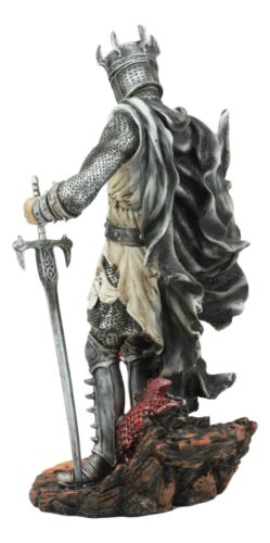 Ebros Knight Of The Cross Saint George Holding Slain Red Dragon Statue 12.5"Tall - Ebros Gift