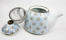 Floral White Cherry Blossom Tea Pot With Stainless Steel Tea Leaves Infuser 32oz