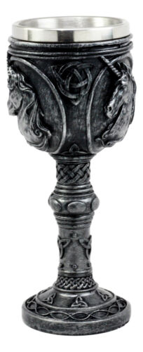 Elixir Of Enchantment Silver Unicorn Wine Goblet Chalice Drink Cup 7.5"H 5oz