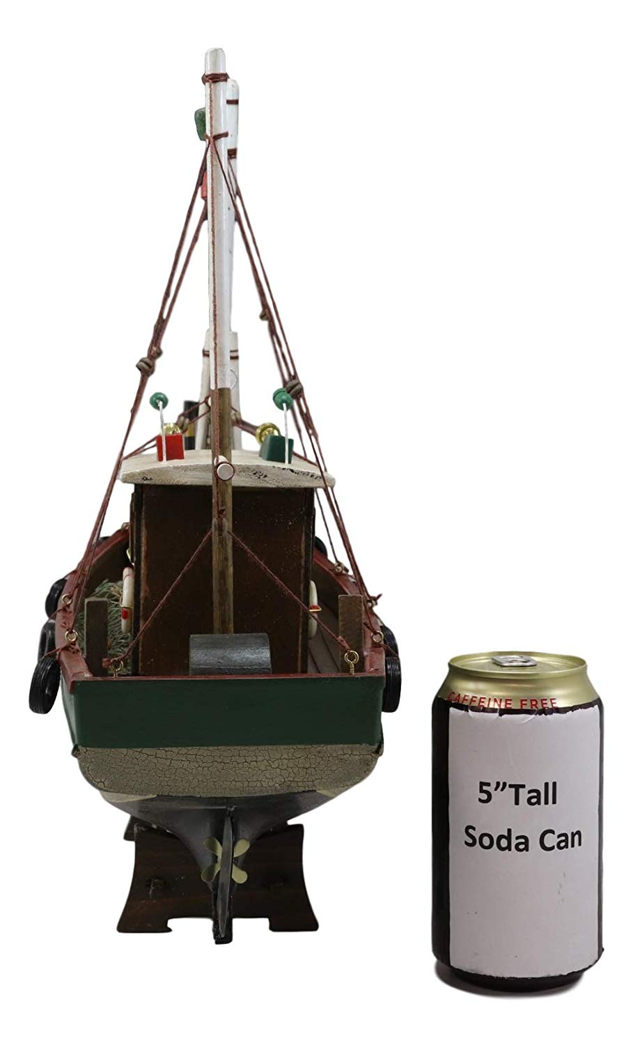 Ebros 18"L Wooden Handicraft Nautical Fishing Vessel Boat with Wood Base Figure - Ebros Gift