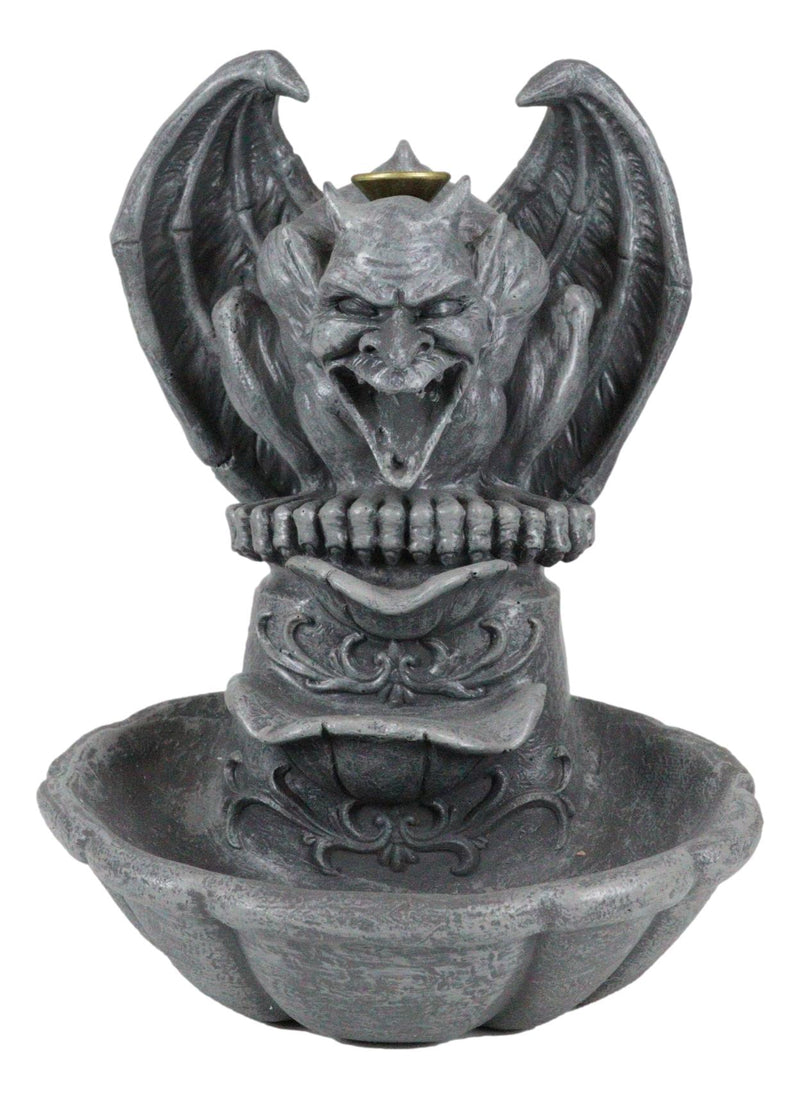 Gothic Chimera Gargoyle On Fountain Pedestal Backflow Incense Cone Burner Decor