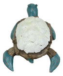 Nautical Sea Turtle With White Clam Shells In Faux Distressed Wood Finish Statue