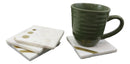Ebros Gift White Banswara Marble with Gold Metal Accents 4 Piece Coaster Set Drink Coasters 4" Wide Furniture Protector Decorative Home Accent