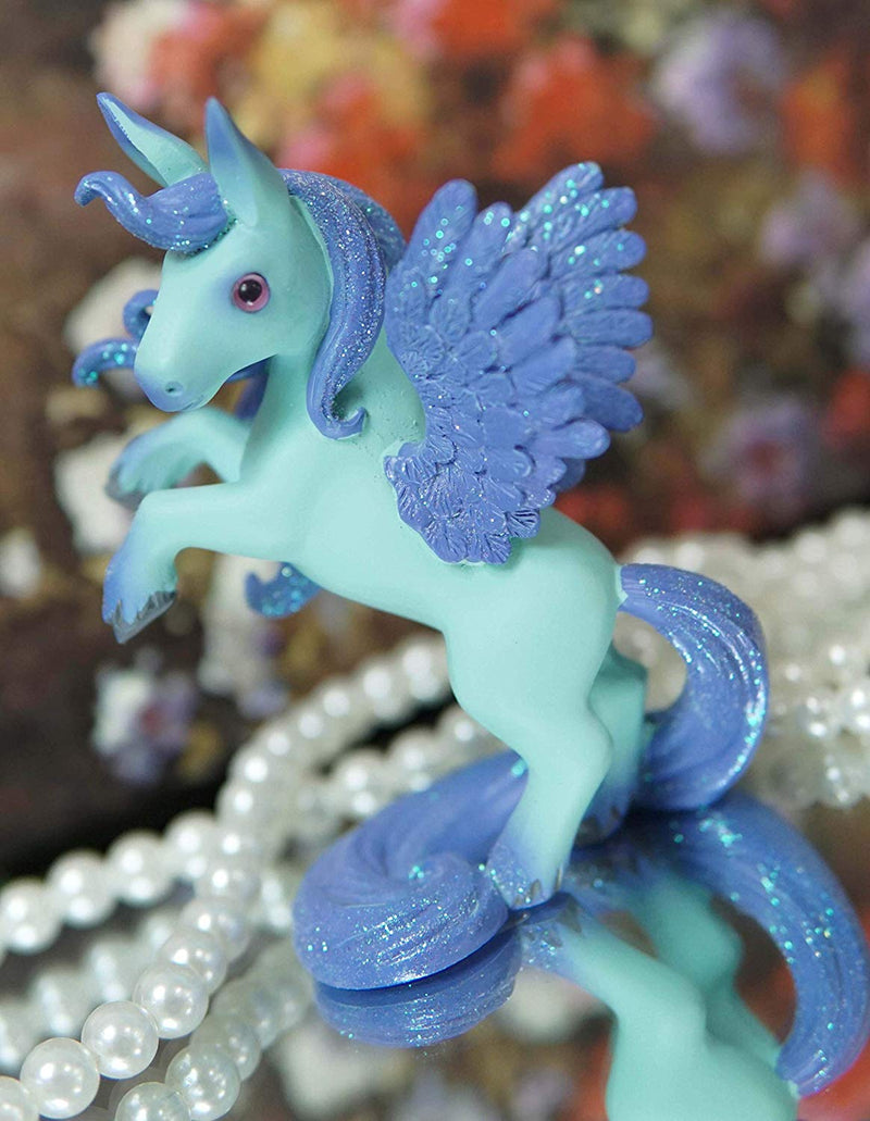 Ebros Fantasy Fairy Tale Pegasus Horse Figurine Shelf Decor (Turquoise Aries)