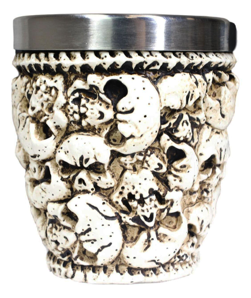 Novelty Ossuary Graveyard Piled Up Skulls And Spine Bones Shot Glass Set of 4