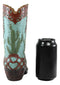 Rustic Southwestern Desert Cactus And Floral Scroll Cowboy Boot Figurine Or Vase