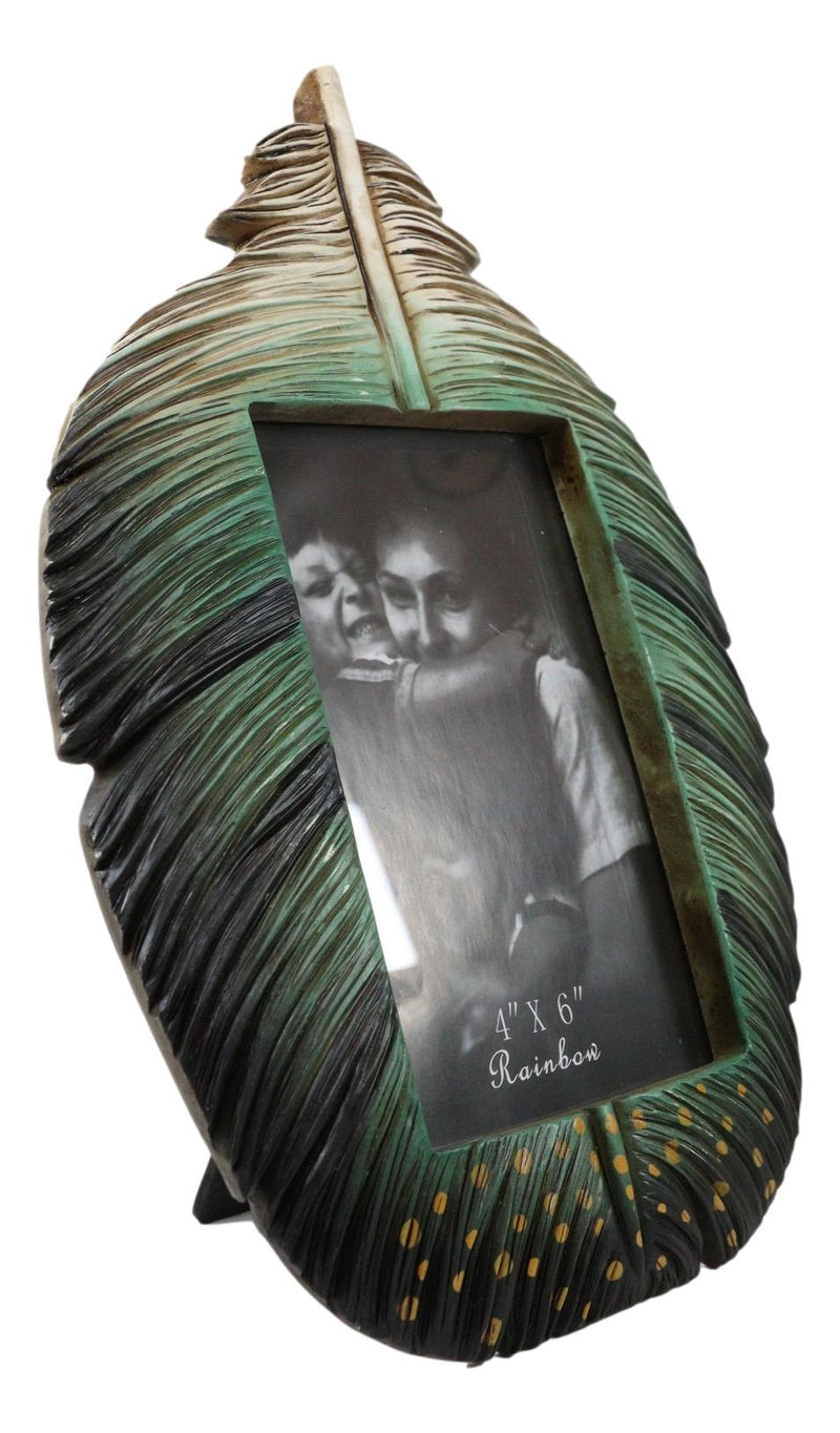 Green Southwestern Native Indian Butterfly Spotted Feather Picture Frame 4"X6"