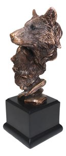 Ebros Forest Moonlight Lovers 2 Wolves Bust Bronze Electroplated Resin Statue