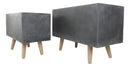 Set of 2 Contemporary Gray Fiber Clay Rectangular Planters Pots With Wooden Feet