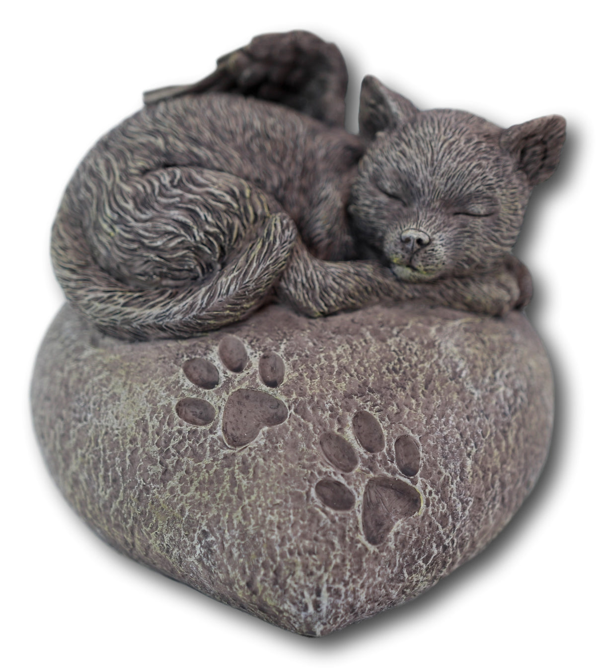 Pet Memorial My Love Sleeping Angle Cat Foot Print Rock Urn Bottom Load 30 Cubic
