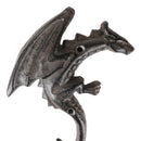 Pack Of 2 Cast Iron Rustic Fantasy Viking Dragon Wall Key Leash Coat Hook Decors