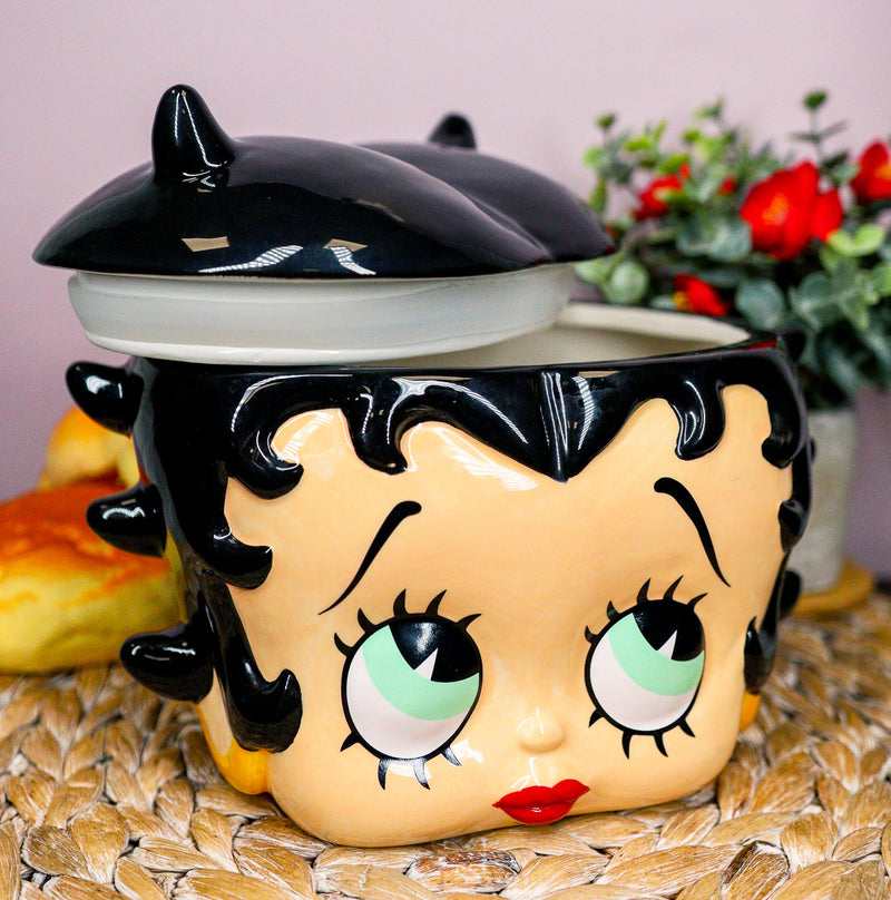 Vintage Comical Shy Betty Boop Head Ceramic Cookie Jar Collectible Figurine