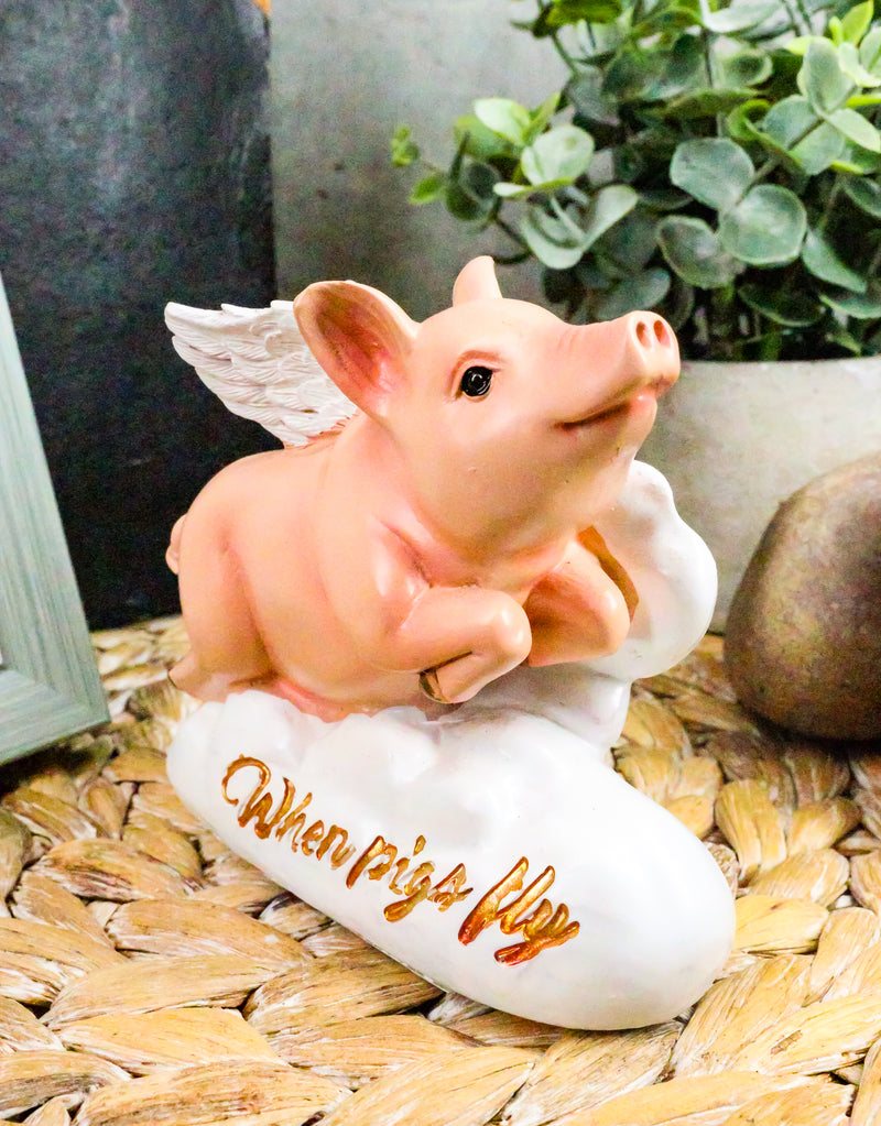 Ebros When Pigs Fly Heavens Flying Pig With Angel Wings On Cloud 9 Statue 4"L