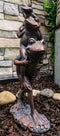 Croak Family Papa Frog Piggybacking 2 Young Baby Frogs To School Garden Statue
