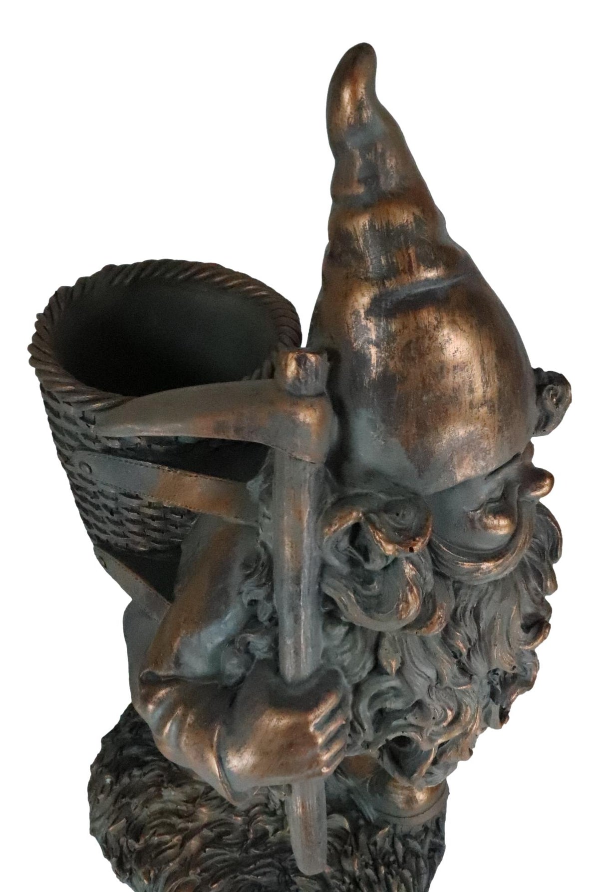 Hiking Garden Gnome With Spade And Wicker Basket Bag Floral Planter Vase Statue - Ebros Gift