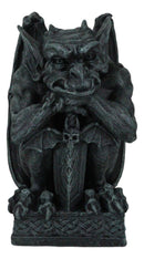 Ebros Stoic Warrior Notre Dame Gargoyle Holding Gothic Bat Sword Figurine 6.5"H