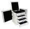 Contemporary Wooden Mirrored Glass Multiple Compartments Drawers Jewelry Box