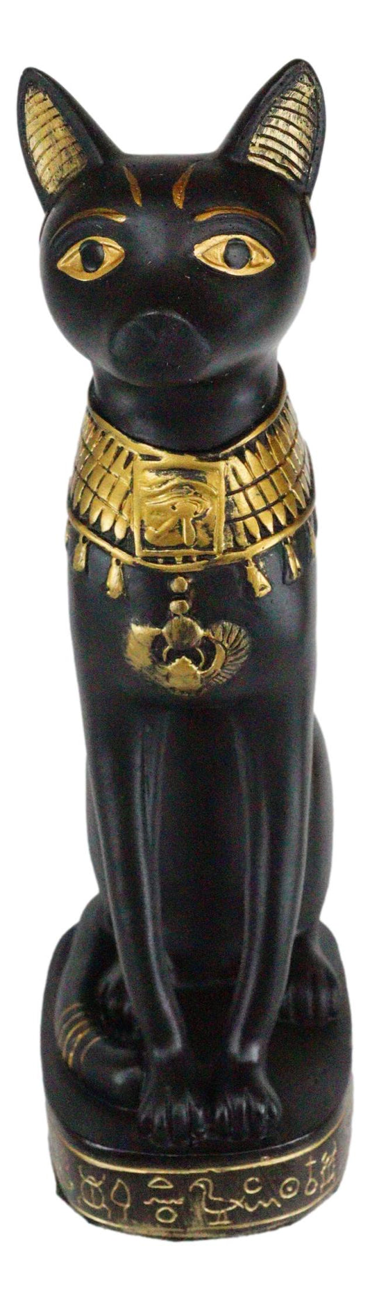 Ebros Egyptian Cat Goddess Bastet Seated With Hieroglyphs Base Figurine