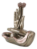 Zen Yoga Meditation Buddha Mudra Hands Lotus Flower Backflow Incense Burner