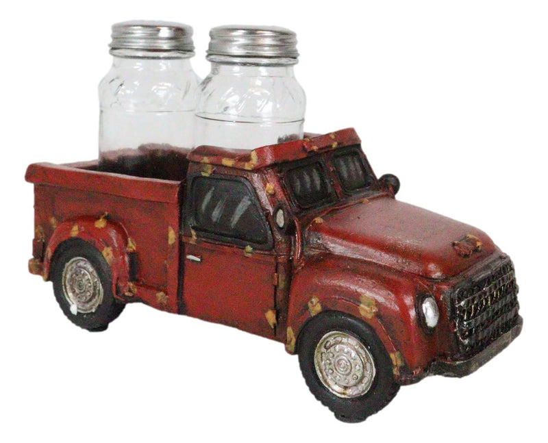 Old Fashioned Nostalgic Red Pickup Truck Holder For Glass Salt Pepper Shakers