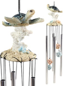 Nautical Reptile Kingdom Sea Turtle Swimming Over Corals Garden Wind Chime Decor