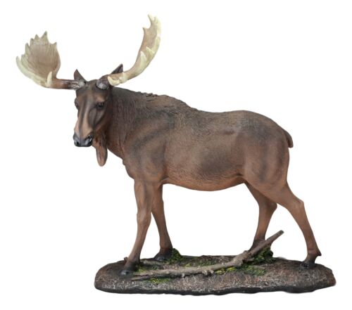 Ebros Realistic Large Bull Moose In The Forest Statue 19.5"L Wildlife Elk Deer Decor