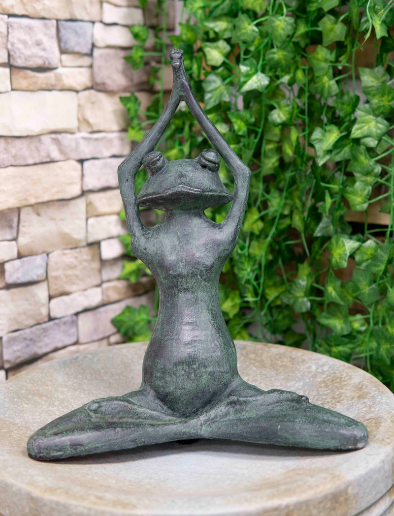 Large 16.5"H Aluminum Meditating Yoga Frog Toad Garden Patio Outdoor Statue