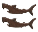 SET OF 2 Cast Iron Nautical Attacking Jaws Great White Shark Beer Bottle Opener