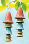 Ebros Set of 2 Ceramic Mushrooms Mobile Wind Chime with Fungi Spots Garden Decor