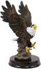 Ebros American Pride Swooping Bald Eagle with Spread Out Wings by Rocky Cliff Statue On Black Trophy Base 5.25" Tall USA Patriotic National Emblem Independence Day American Home Decor Figurine