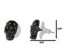 Ghastly Gothic Evil Grinning Skulls Gunmetal Stud Earrings Metal Pewter Alloy