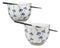 Japanese Design Ceramic String Flowers Ramen Noodles Bowl & Chopsticks Set of 2