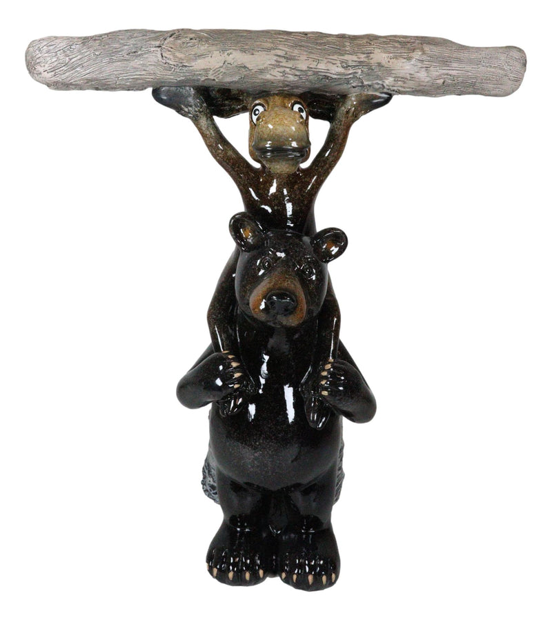 Rustic Western Black Bear And Moose With Log Wine Glasses And Bottle Holder