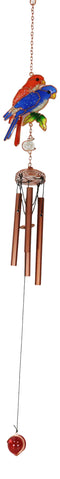 Tropical Scarlet Macaw Parrot Lovers Bird Pair Resonant Copper Wind Chime Garden