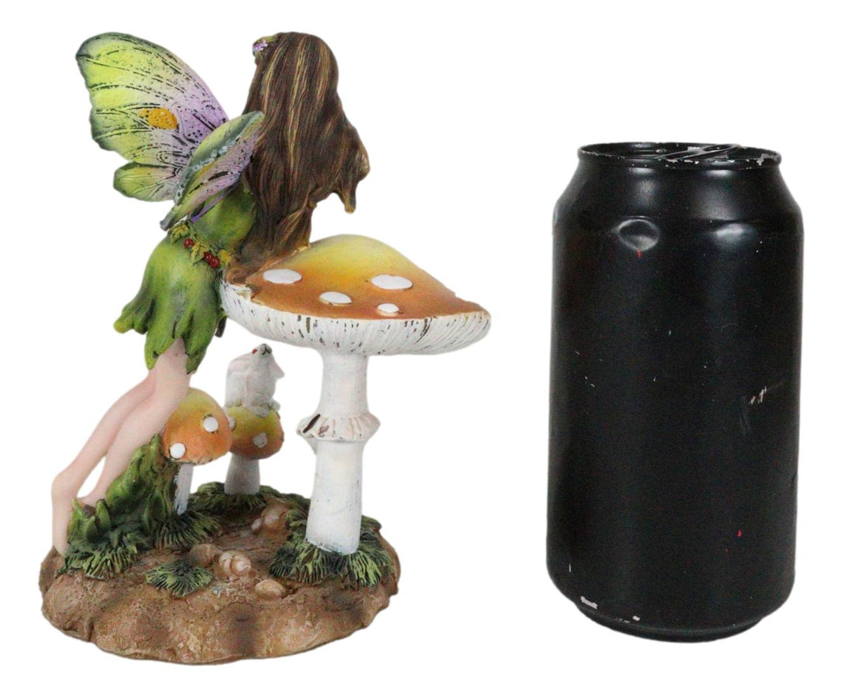 Tribal Fairy With Purple Potion Gourd And White Rabbit By Mushrooms Figurine