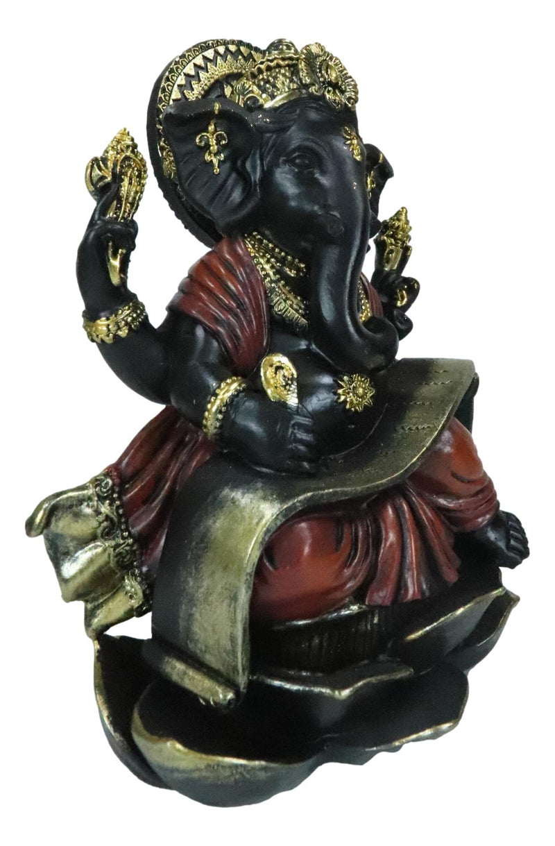 Vastu Hindu God Ganesha Ganapati Seated On Lotus Writing Mahabharata Figurine
