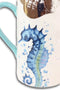 Nautical Marine Blue White Seahorse Ceramic Hot Or Cold Drink Jug Pitcher 35oz