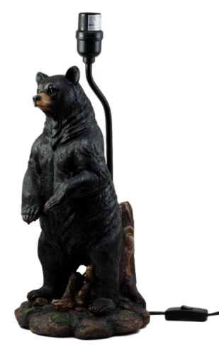 Large Standing Black Bear Surveyor Arkadius Desktop Table Lamp Decor Figurine - Ebros Gift