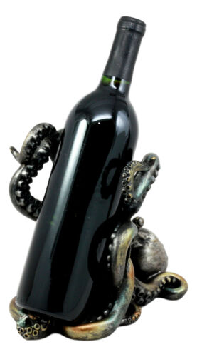 Rustic Silver Octopus Wine Holder 7.5 Inch Tall Tabletop Bar Counter Figurine