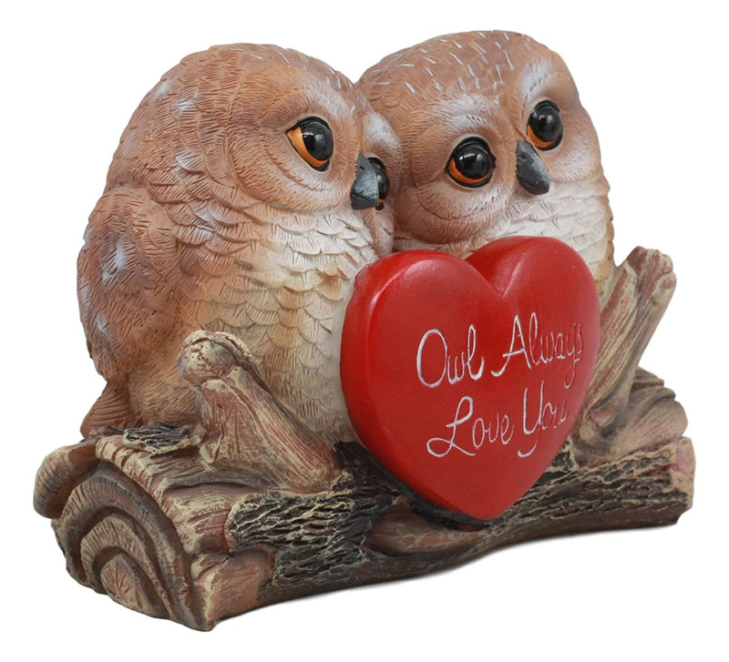 Ebros Romantic Owl Couple Statue Wisdom Of The Forests Love Birds Pair Of Owls Holding Heart Shaped Sign