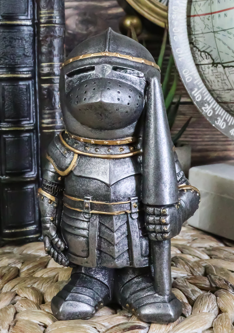 Anime Chibi Medieval Knight Suit Of Armor With Jousting Lance Pike Figurine 4"H