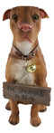 Ebros Lifelike American Pit Bull Pet Dog Statue W/ Jingle Collar And Sign 13"H