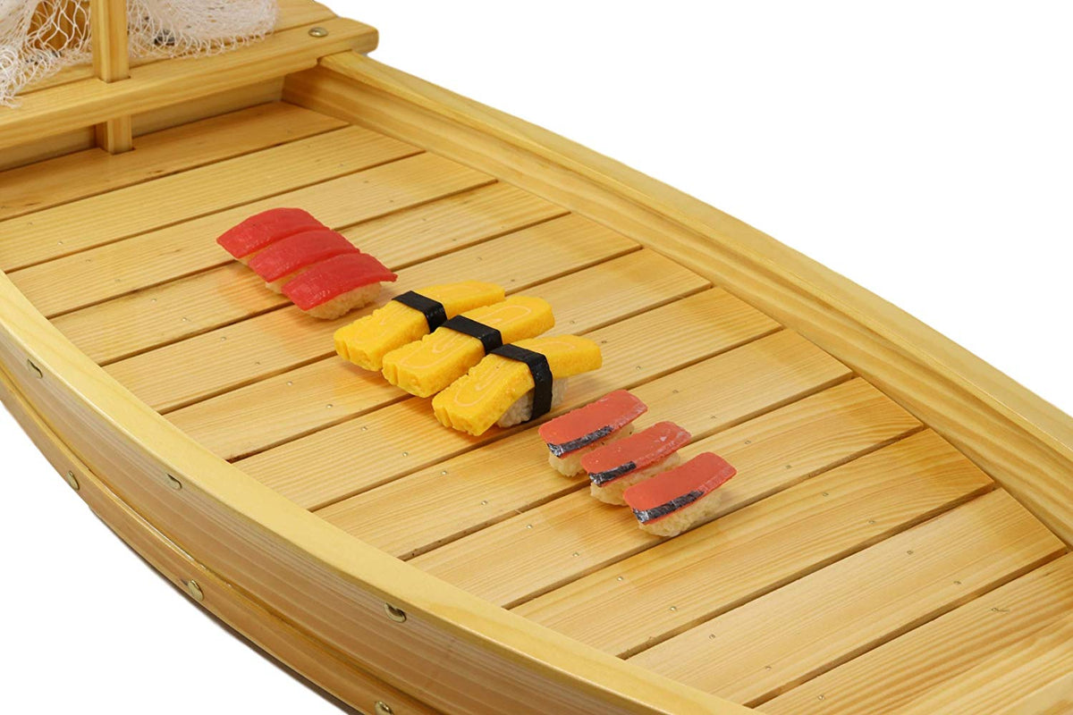 Ebros Gift Traditional Japanese Omakase Sashimi Sushi Serving Platter Plate Fishing Boat For Home Kitchen Dining Decorative Dinnerware Party Display Boats Restaurant Supply (X-Large 48")