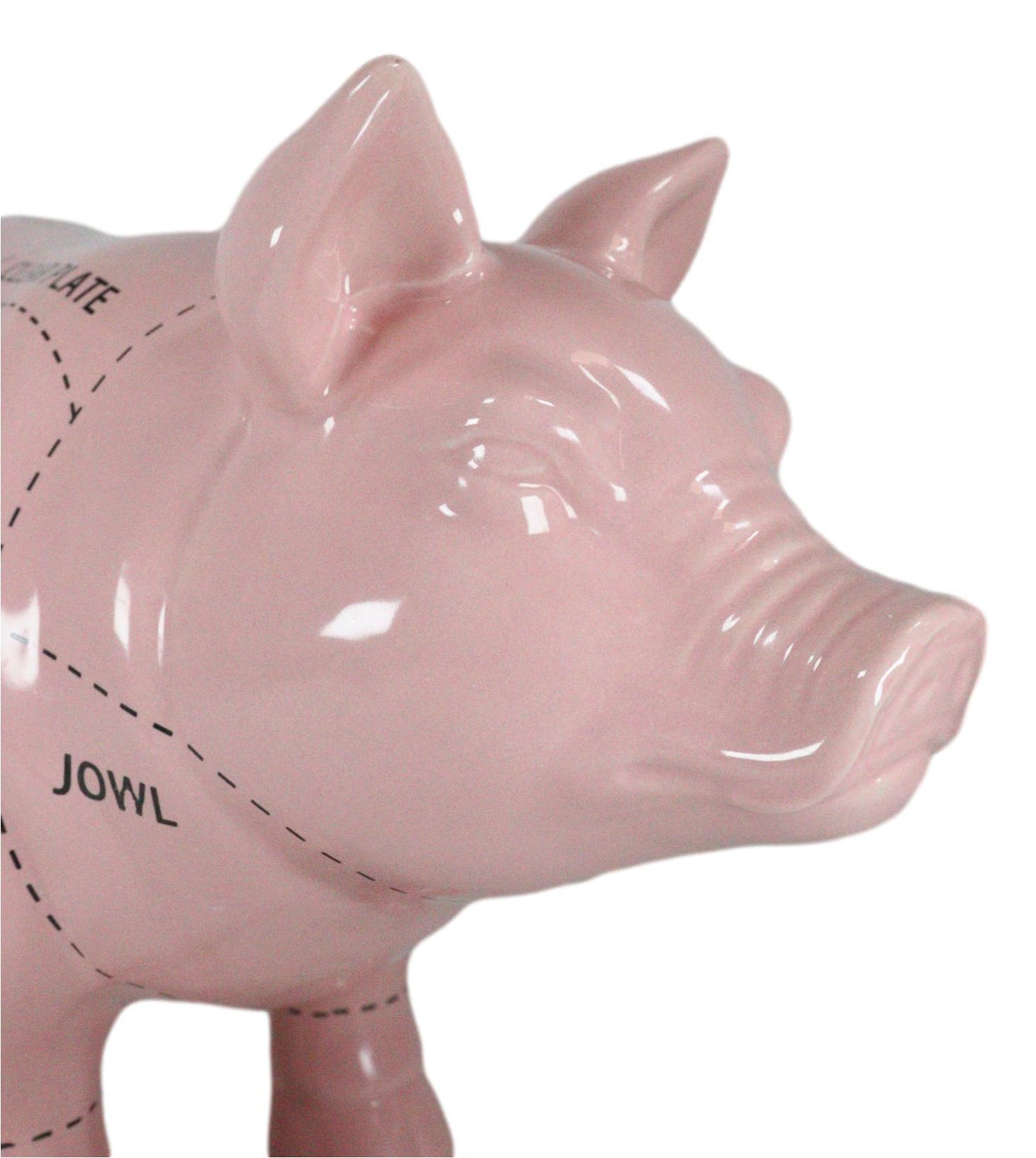 Large Ceramic Rustic Country Farmhouse Pink Pig Pork Butcher Chart Figurine